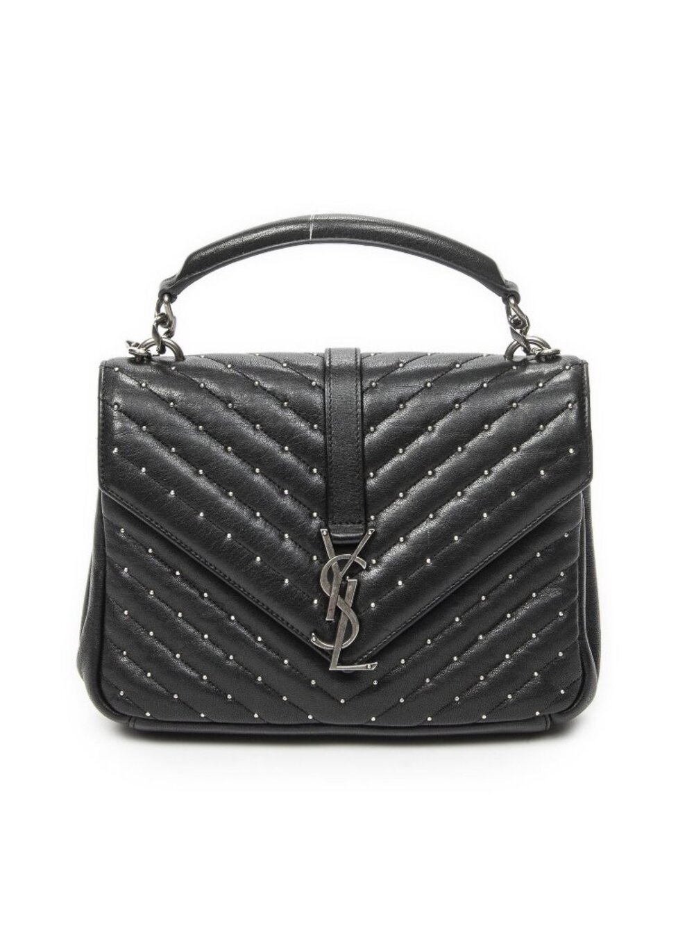 Saint Laurent Medium College Bag Black Matelasse Chez Blanc Leather